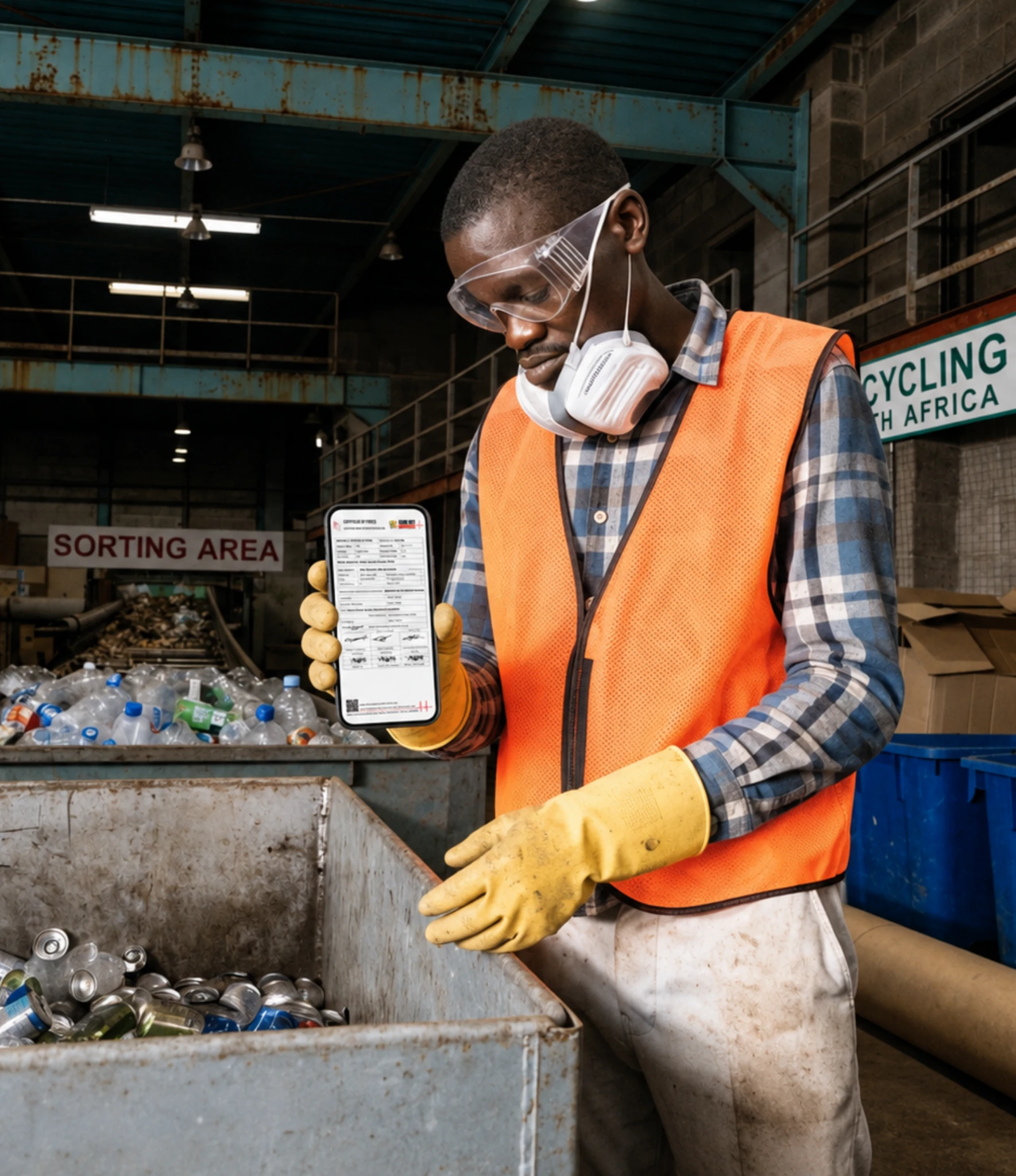 A supervisor verifying a Care Net certificate on a phone at the depot gate