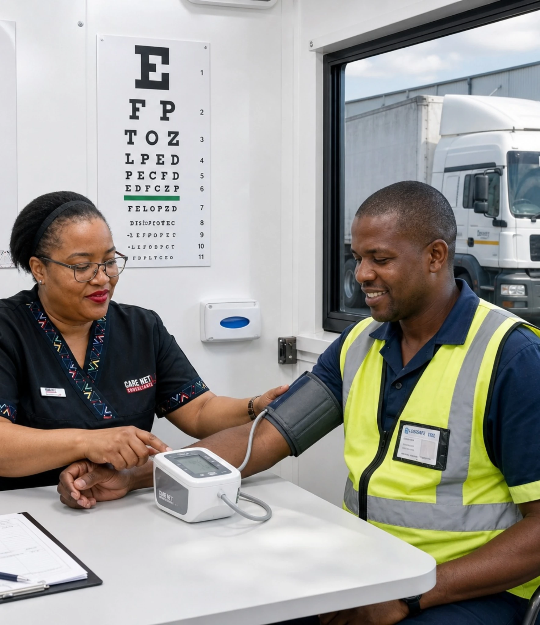 A driver having a Care Net medical at the depot