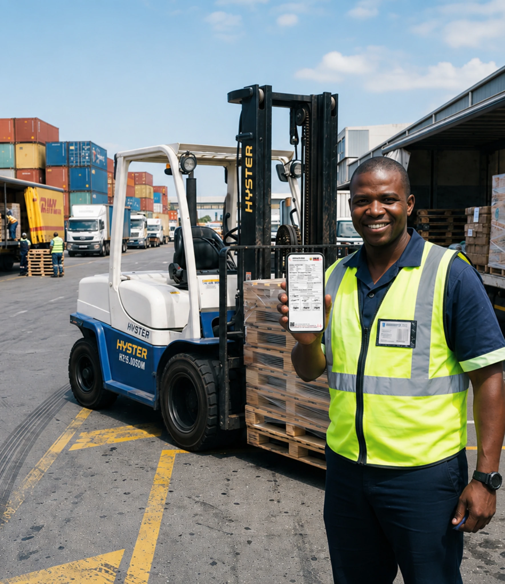 A depot controller verifying a Care Net certificate on a phone at the weighbridge